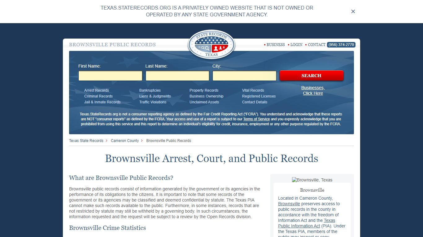 Brownsville Arrest and Public Records | Texas.StateRecords.org